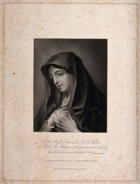 Saint Mary (the Blessed Virgin). Stipple engraving by T. Woolnoth, 1827, after C. Dolci.