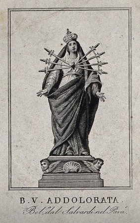 Saint Mary (the Blessed Virgin). Etching.