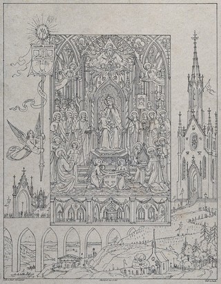 Saint Mary (the Blessed Virgin): the pilgrimage to the Holy Mountain (?) on the feast of her assumption. Lithograph by C. Schraudolph after C. Eberhard.