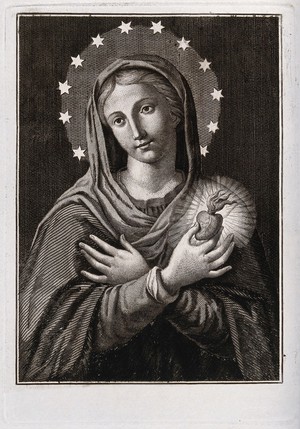 view The Virgin of the Immaculate Heart. Engraving.