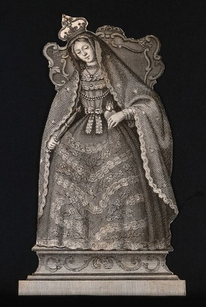 view Saint Mary (the Blessed Virgin). Engraving.