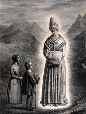 Saint Mary (the Blessed Virgin) of La Salette. Lithograph.