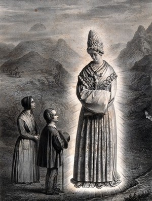 view Saint Mary (the Blessed Virgin) of La Salette. Lithograph.