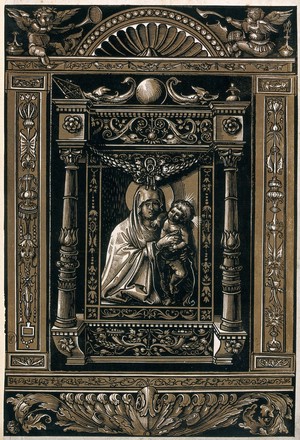 view Saint Mary (the Blessed Virgin) with the Christ Child. Colour collotype (?) after H. Wechtlin.