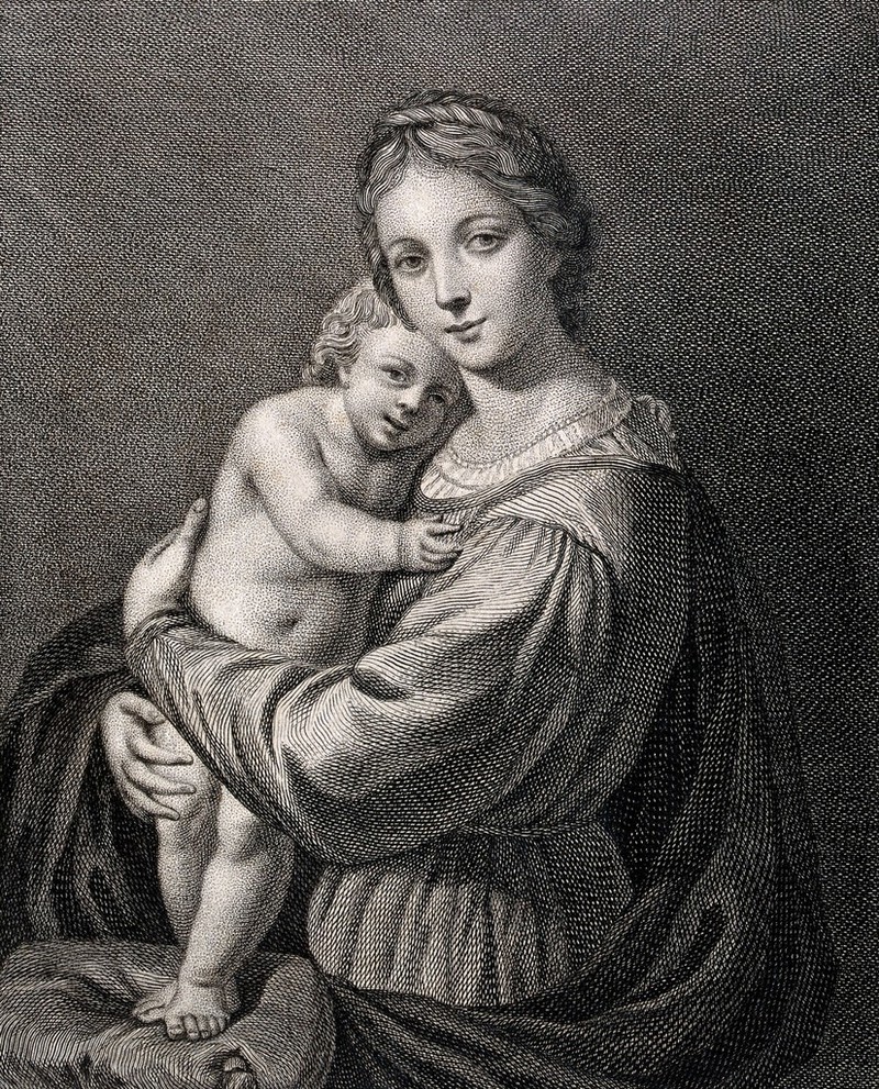 Saint Mary (the Blessed Virgin) with the Christ Child. Engraving by V.M. Picot, 1784, after A. Turchi, l'Orbetto., by Alessandro Turchi