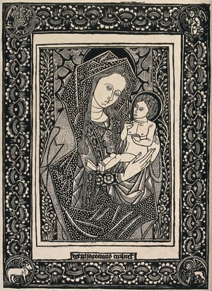 view Saint Mary (the Blessed Virgin) with the Christ Child. Lithograph after Bernhardinus Milnet.