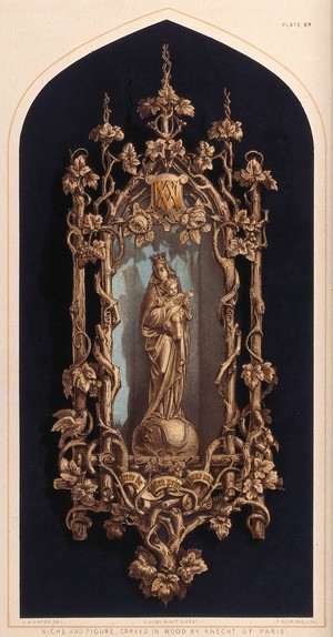 view Saint Mary (the Blessed Virgin) with the Christ Child. Colour lithograph by F. Bedford, 1852, after J.A. Vinter after F.E. Knecht.