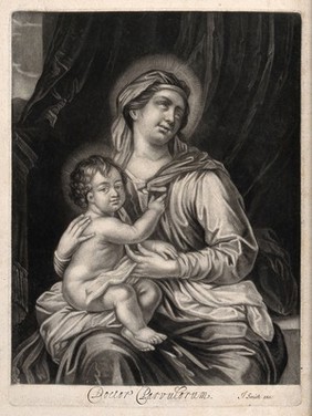 Saint Mary (the Blessed Virgin) with the Christ Child. Mezzotint by I. Beckett and J. Smith.