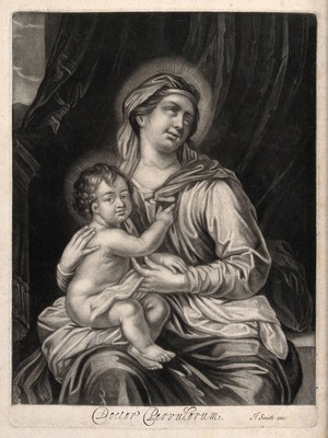 view Saint Mary (the Blessed Virgin) with the Christ Child. Mezzotint by I. Beckett and J. Smith.