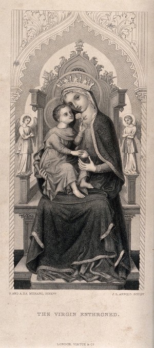 view Saint Mary (the Blessed Virgin) with the Christ Child. Engraving by J.L. Appold after L. Veneziano.