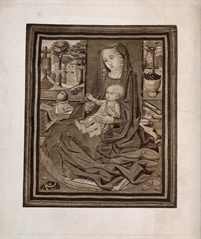 Saint Mary (the Blessed Virgin) with the Christ Child. Collotype (?), 18--.