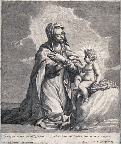 Saint Mary (the Blessed Virgin) with the Christ Child. Engraving by S.A. Bolswert.