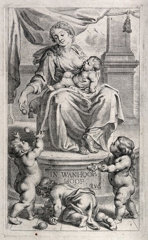 view Saint Mary (the Blessed Virgin) with the Christ Child. Engraving by C. van Caukercken after A. van Diepenbeeck.
