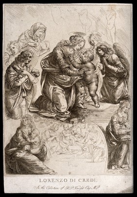 Saint Mary (the Blessed Virgin) with the Christ Child. Etching by C.M. Metz after L. di Credi.