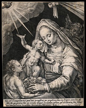 view Saint Mary (the Blessed Virgin) with the Christ Child. Engraving by C. van de Passe after himself.