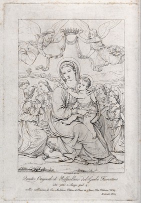 Saint Mary (the Blessed Virgin) with the Christ Child. Etching by G. Craffonara after R. Capponi (Raffaellino del Garbo).