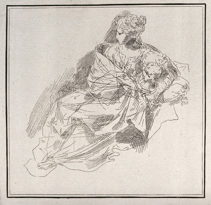 Saint Mary (the Blessed Virgin) with the Christ Child. Etching attributed to G. Canale.