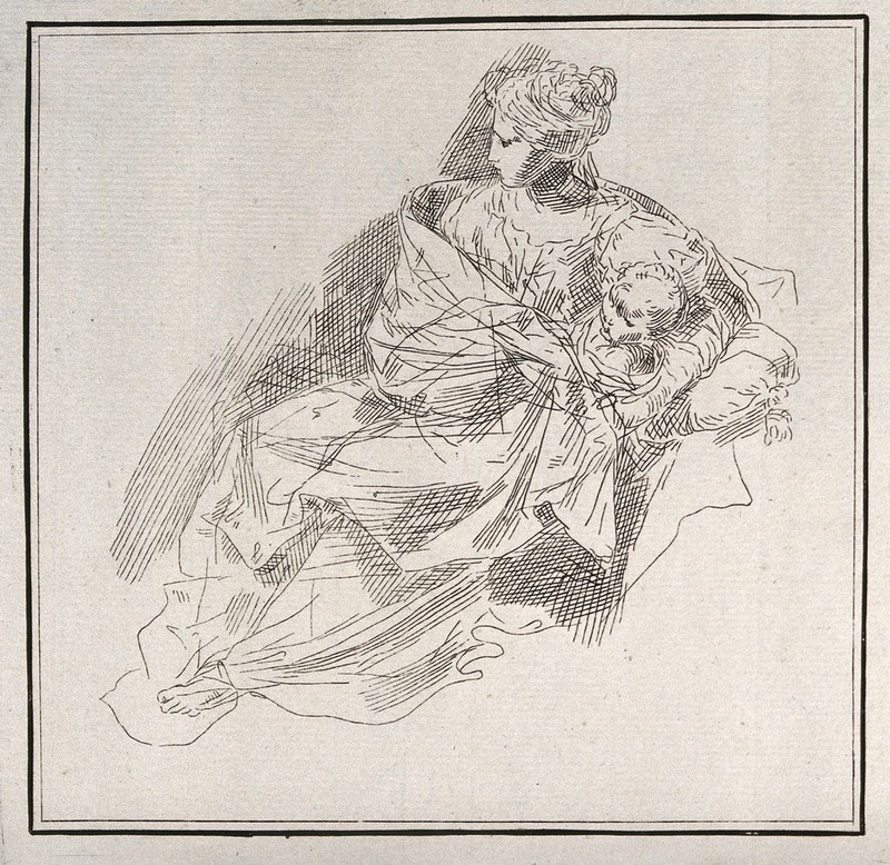Saint Mary (the Blessed Virgin) with the Christ Child. Etching attributed to G. Canale., by Giuseppe Canale