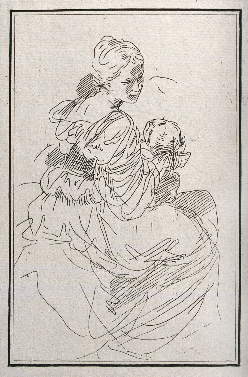 Saint Mary (the Blessed Virgin) with the Christ Child. Etching by G. Canale, 1775., 1775, by Giuseppe Canale