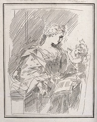 Saint Elizabeth with the infant Saint John the Baptist (?). Etching by G. Canale, 1775.