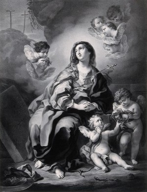 view Saint Mary (the Blessed Virgin) as the Virgin of Sorrows. Lithograph by L.S. Marin-Lavigne after B.E. Murillo.