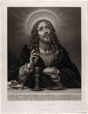 view Jesus Christ. Stipple engraving by A. Cardon, 1811, after C. Dolci.