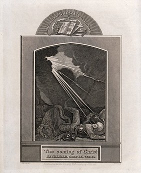 Lightning pierces through the clouds, heralding the coming of Christ. Engraving by J. Barlow, 1813, after W.M. Craig.