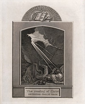 view Lightning pierces through the clouds, heralding the coming of Christ. Engraving by J. Barlow, 1813, after W.M. Craig.