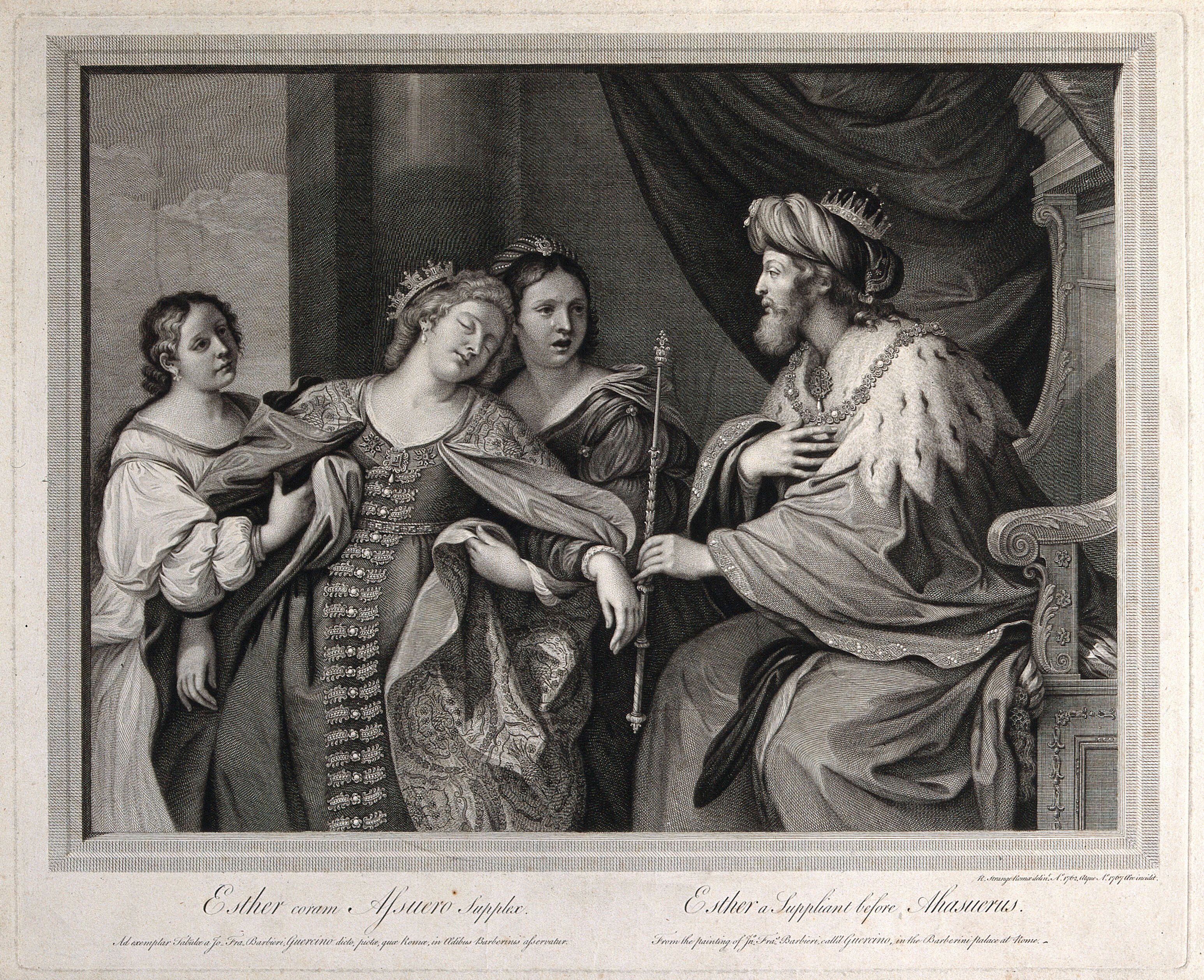 Esther Faints Before King Ahasuerus Engraving By R Strange