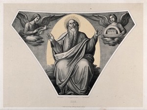 view The canonised Noah. Lithograph by J.G. Schreiner, c. 1840.