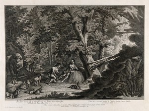 view Eve is reproached for eating the forbidden fruit. Etching by J.E. Ridinger after himself, c. 1750.