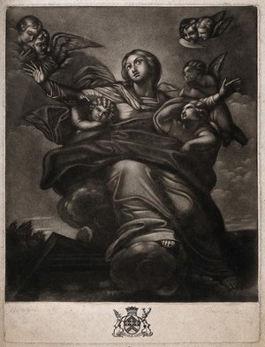 view The Assumption of the Virgin Mary. Mezzotint by R. Dunkarton after P. da Cortona.