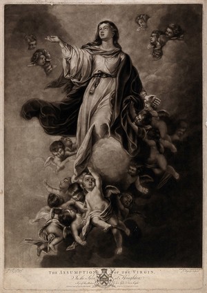 view The Assumption of the Virgin Mary. Mezzotint by V. Green, 1776, after J. Boydell after E.B. Murillo.