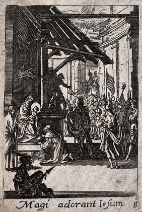 The adoration of the magi. Etching by or after J. Callot.