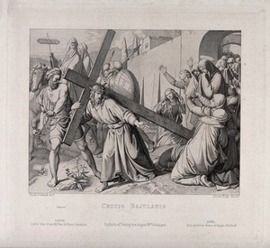 view Christ carries his cross to Golgotha. Etching by H. Kipp after J.F. Overbeck, 1846.