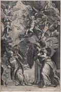 view The Annunciation to the Virgin. Engraving by C. Cort after Titian.