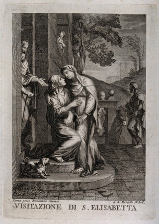 The Visitation of Mary to Elizabeth. Engraving.