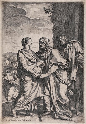 The Visitation of Mary to Elizabeth. Etching by C. Maratta.