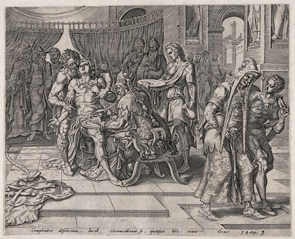 The circumcision of the Shechemites. Engraving by J. Muller (?).