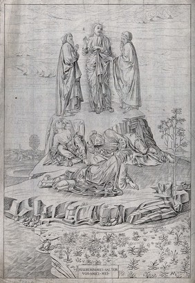 The transfiguration of Christ. Etching.