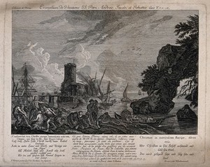 view Jesus calls the fishermen from the sea to be his apostles. Etching by J. Wachsmuth after J.C. Tardieu and C.J. Vernet.