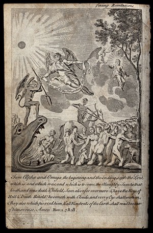 view The naked are led to hell on the day of judgement. Etching.