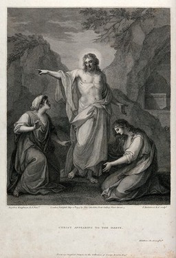 Christ appears to the holy women after his death. Engraving by F. Bartolozzi, 1794, after A. Kauffman.