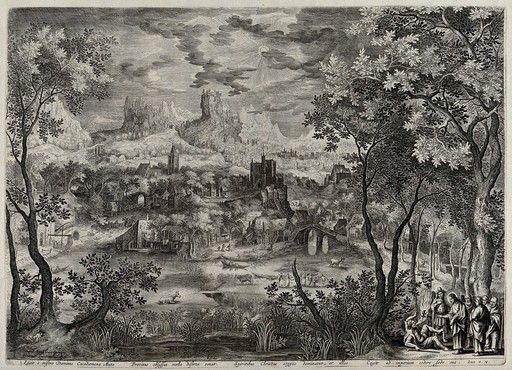 Christ healing the insane. Etching by J. Londerseel after D. Vinckebooms.