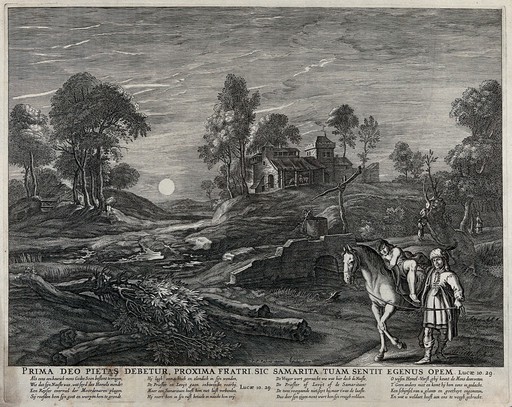 The good Samaritan. Etching after P.P. Rubens.