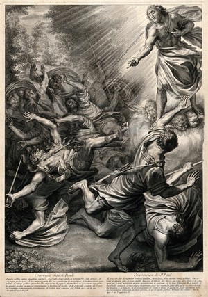 view The conversion of Saint Paul. Engraving by G. Huret after himself.