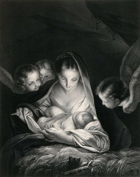 The nativity. Lithograph by H. Hanfstaengl after C. Maratta.