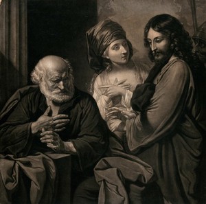 view Saint Peter having denied Christ. Mezzotint by G. Keating after B. West.