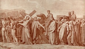 view Christ bearing his cross. Photolithograph after H. Flandrin.