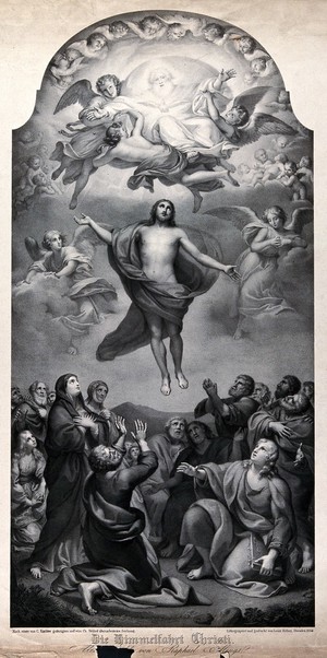 view The Ascension of Christ. Lithograph by L. Zöllner, 1833, after C. Küchler and C. Stölzel after A.R. Mengs.